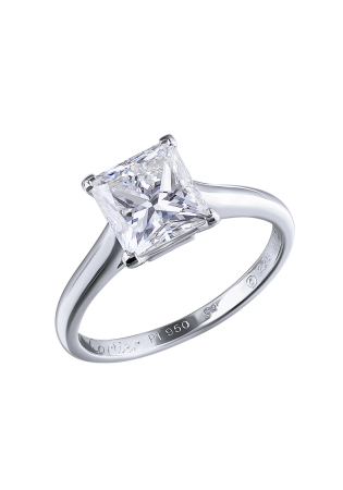 Кольцо Cartier Solitaire Princess Diamond 2,35 ct G/VS1 Platinum