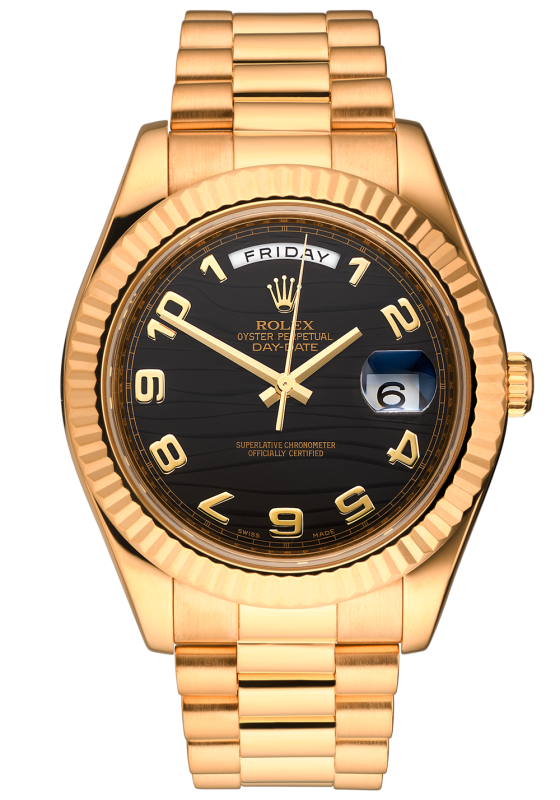Rolex Day-Date II 41mm Yellow Gold Wave Arabic Dial 218238