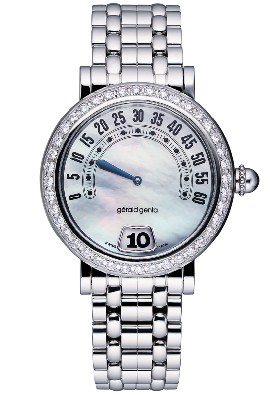 Gerald Genta Jumping Hour Diamond Set And Mother-of-Pearl Dial G.3614